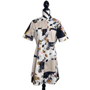 3.1 Phillip Lim for Target Floral Front Zip Sz M Asymmetrical Hem Shirt Dress